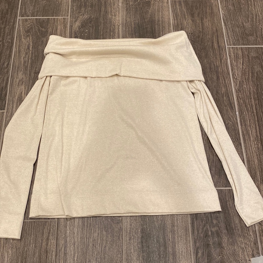 Loft off the shoulder sweater with gold shimmer- never worn! Size small.